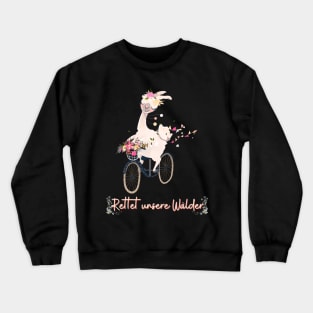 Alpaka Fahrrad Wald Retten Prinzessin Blumen Süß.png Crewneck Sweatshirt